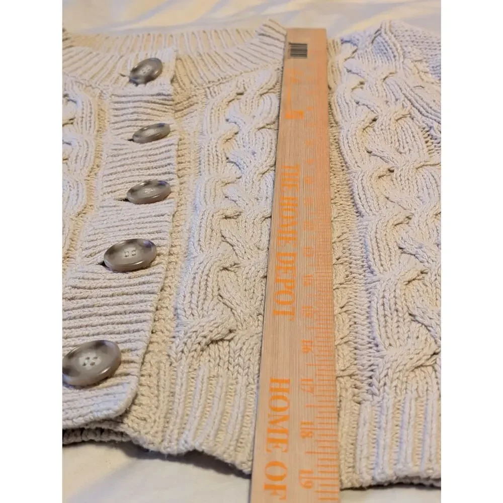Reformation Annie Cable Knit Cropped Cardigan - Cream - Size Small - Picture 10 of 12
